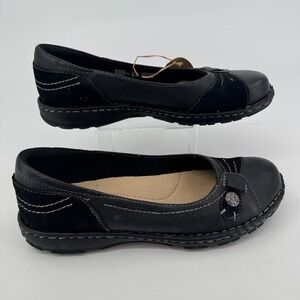 NEW Earth Spirit Casual Shoes WOMENS Black Leather Ballet Flats Slip On 9.5